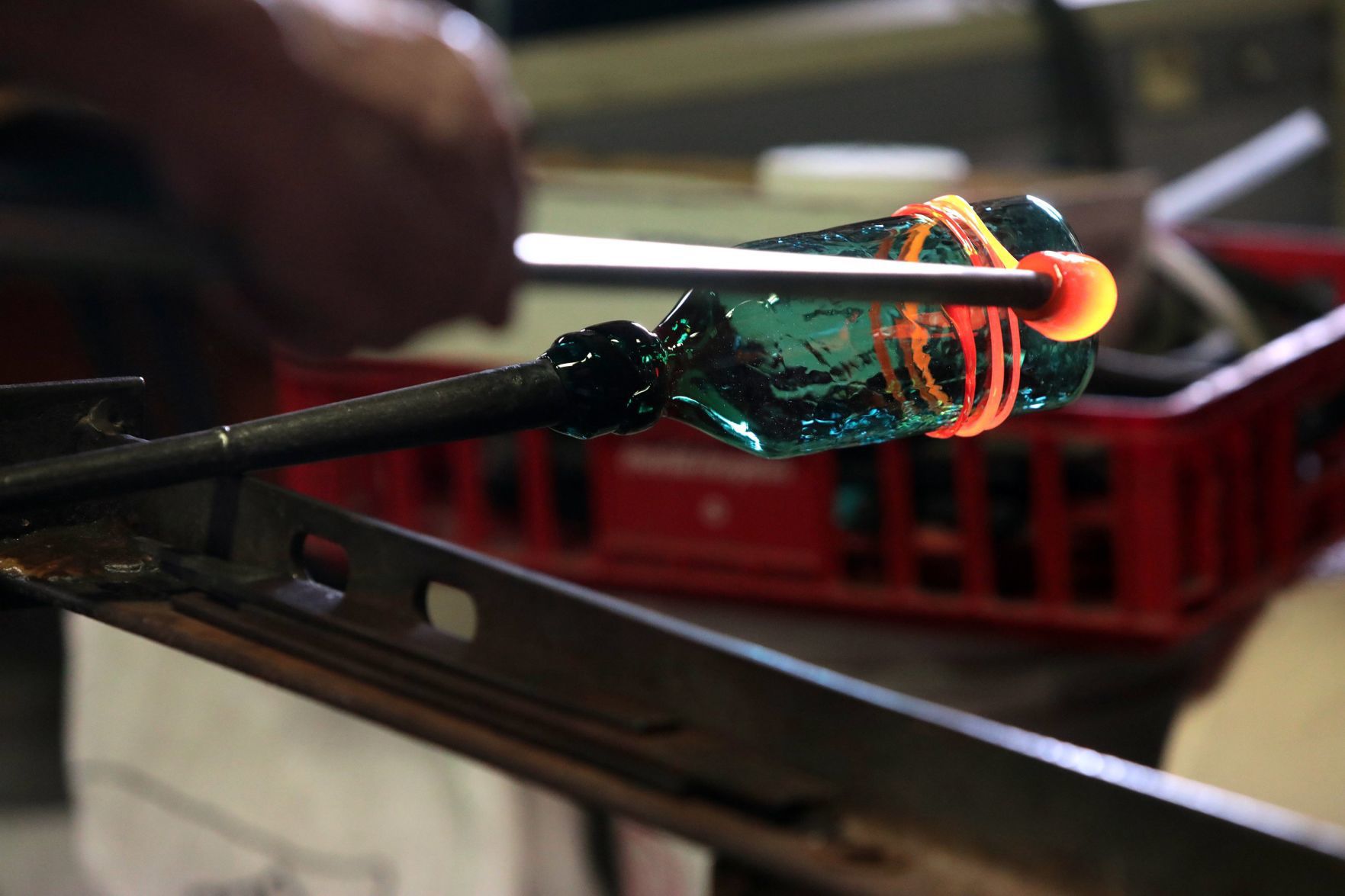 Glass blower has one hot job